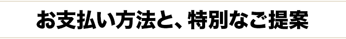 お支払い方法と、特別な情報